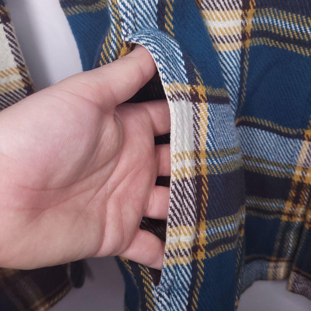 Outerknown Blanket Shirt Mens Large Plaid Green, Burgundy Heavyweight Organic - Picture 5 of 12